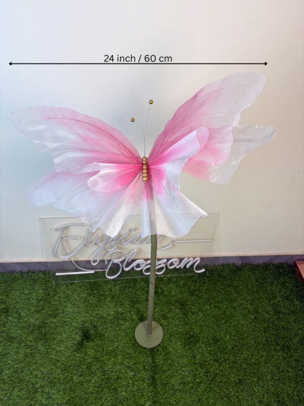 White with Pink Butterfly