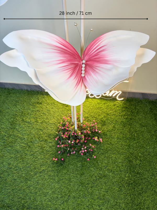White With Pink Foam Butterfly