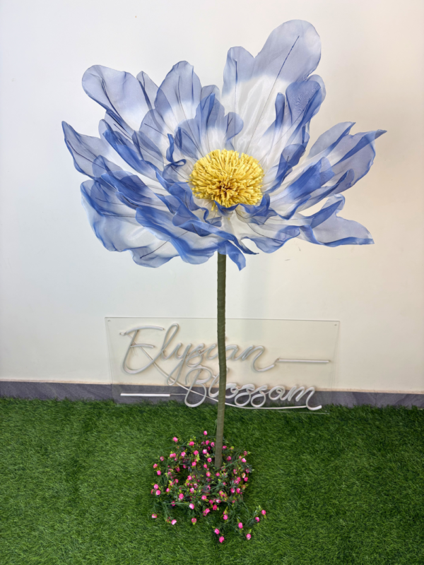 Blue With Yellow Organza Poppy