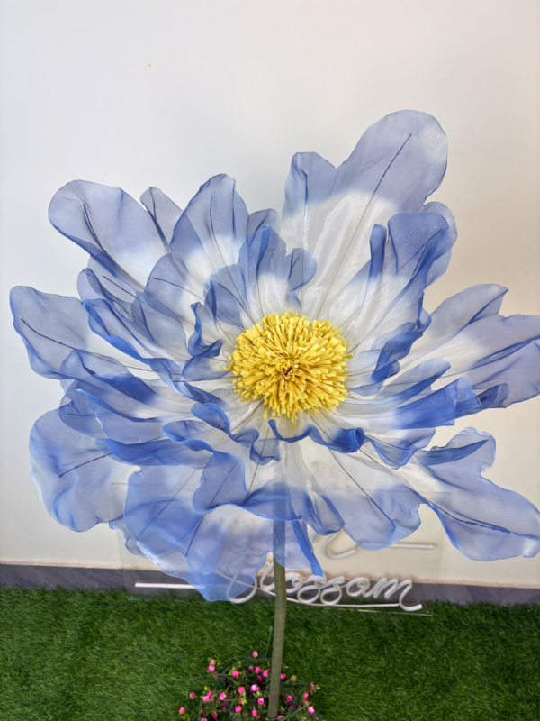 Blue With Yellow Organza Poppy