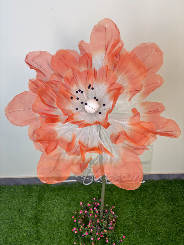 White With Orange Organza Poppy